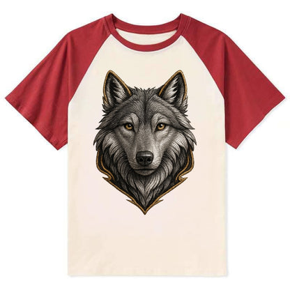 Wolf Totem  - Contrast Raglan T-shirt - Red