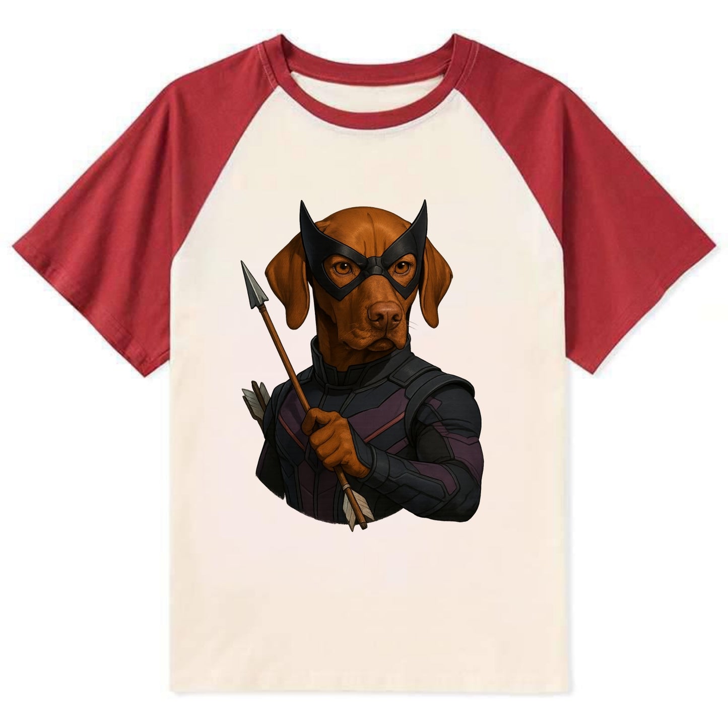 Vizsla Hawkeye  - Contrast Raglan T-shirt - Red