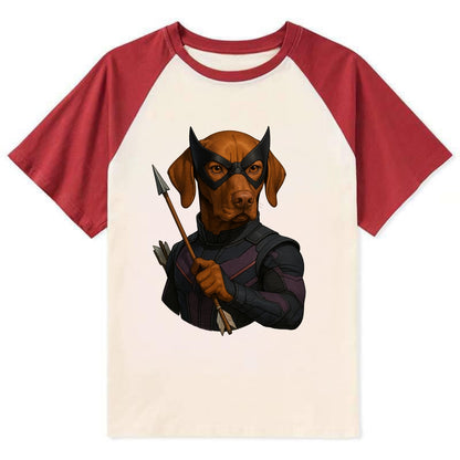 Vizsla Hawkeye  - Contrast Raglan T-shirt - Red