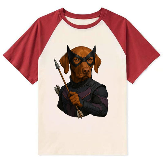 Vizsla Hawkeye  - Contrast Raglan T-shirt - Red
