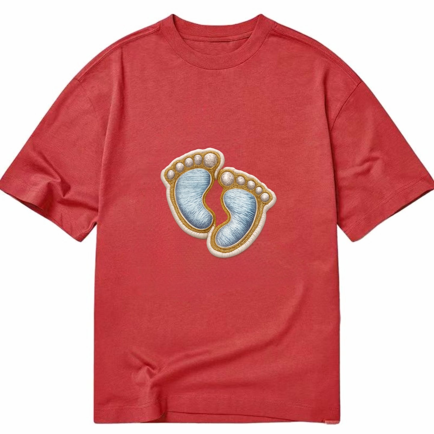 BABY FOOTPRINTS - tiny feet in pink or blue , newborn - Classic T-shirt - Red