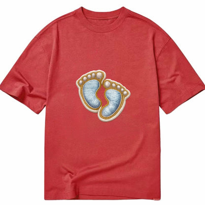 BABY FOOTPRINTS - tiny feet in pink or blue , newborn - Classic T-shirt - Red