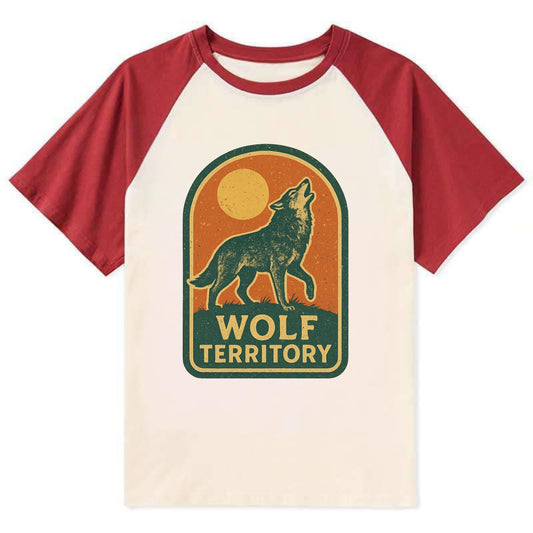 Wolf Territory Marking  - Contrast Raglan T-shirt - Red