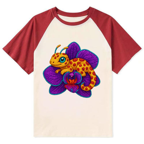 Leopard Orchid - Contrast Raglan T-shirt