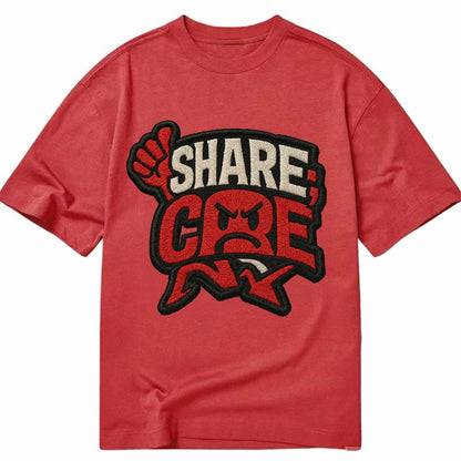 SHARE;CARE TOO MUCH Oversharer Green Hat - Classic T-shirt - Red