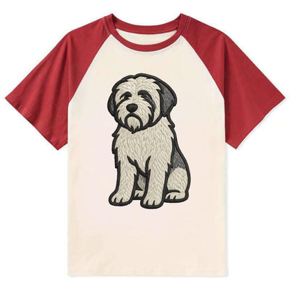 Polish Lowland Sheepdog - White and gray - Contrast Raglan T-shirt - Red