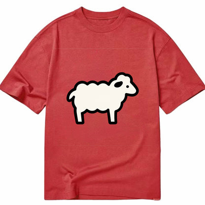 Sheep - White fluffy wool flat side profile - Classic T-shirt - Red
