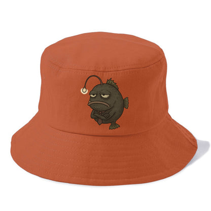 THE ANGLERFISH LURES DISAPPOINTMENT | Dark gray anglerfish with dim light - Bucket Hat - Red