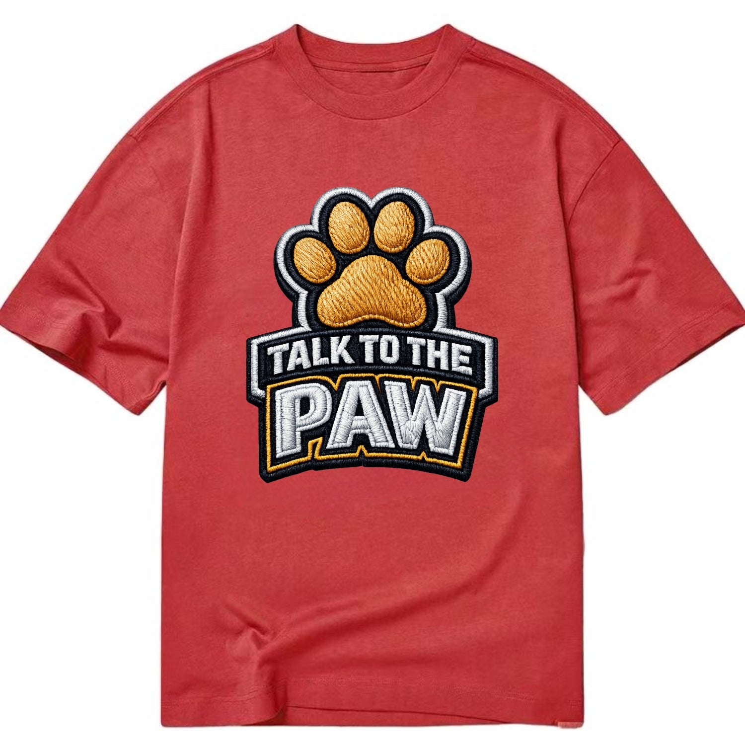 TALK TO THE PAW - raised paw in tan , sassy pet - Classic T-shirt - Red