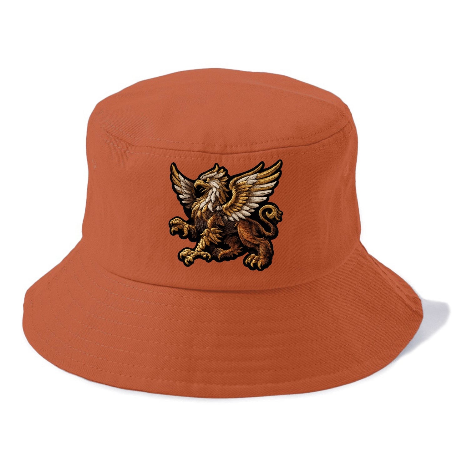 GRIFFIN BEAST - lion eagle hybrid in gold and brown , heraldic - Bucket Hat - Red