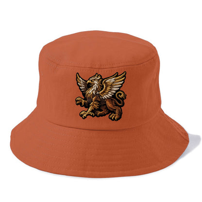 GRIFFIN BEAST - lion eagle hybrid in gold and brown , heraldic - Bucket Hat - Red