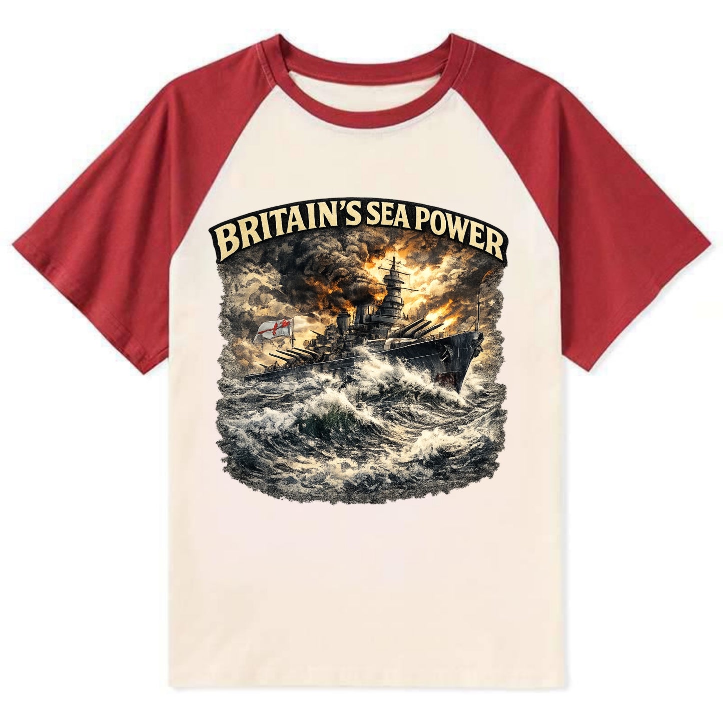 Britain's Sea Power - Contrast Raglan T-shirt - Red