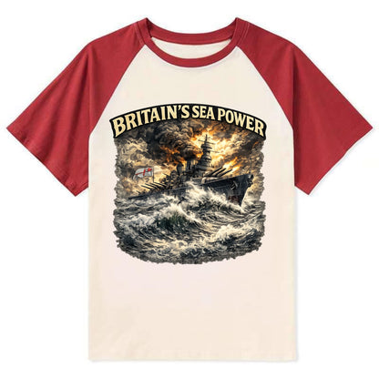 Britain's Sea Power - Contrast Raglan T-shirt - Red