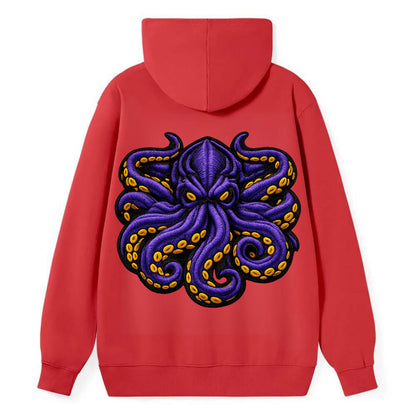 KRAKEN TENTACLES - sea monster in purple and black , deep sea - Classic Pullover Hoodie - Red