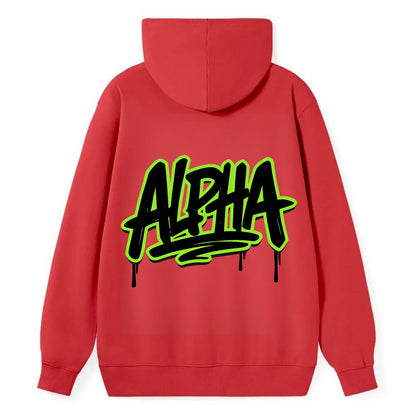Bold typography design - "ALPHA" - leader of the pack - Classic Pullover Hoodie - Red