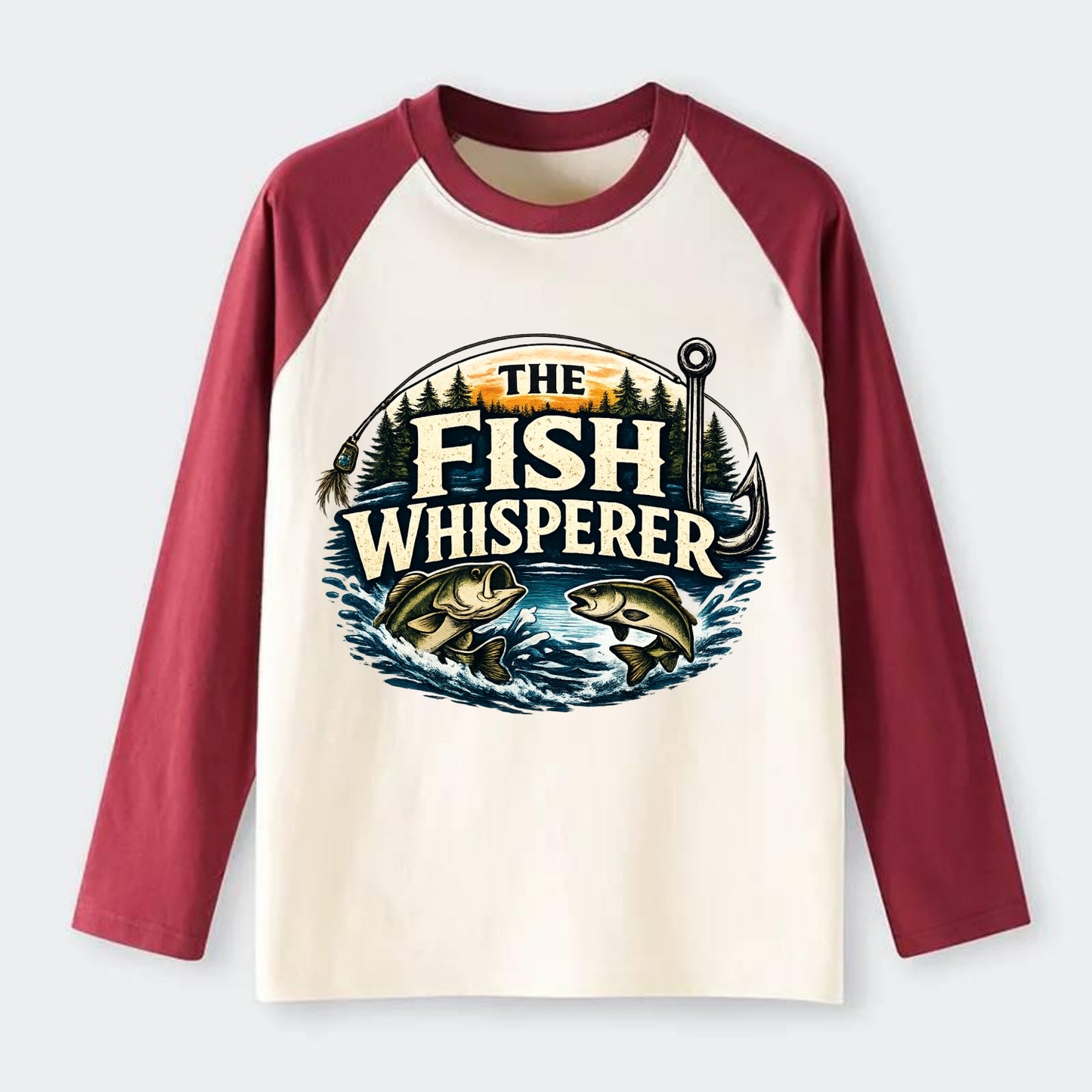The Fish Whisperer - Raglan Long Sleeve T-Shirt - Red