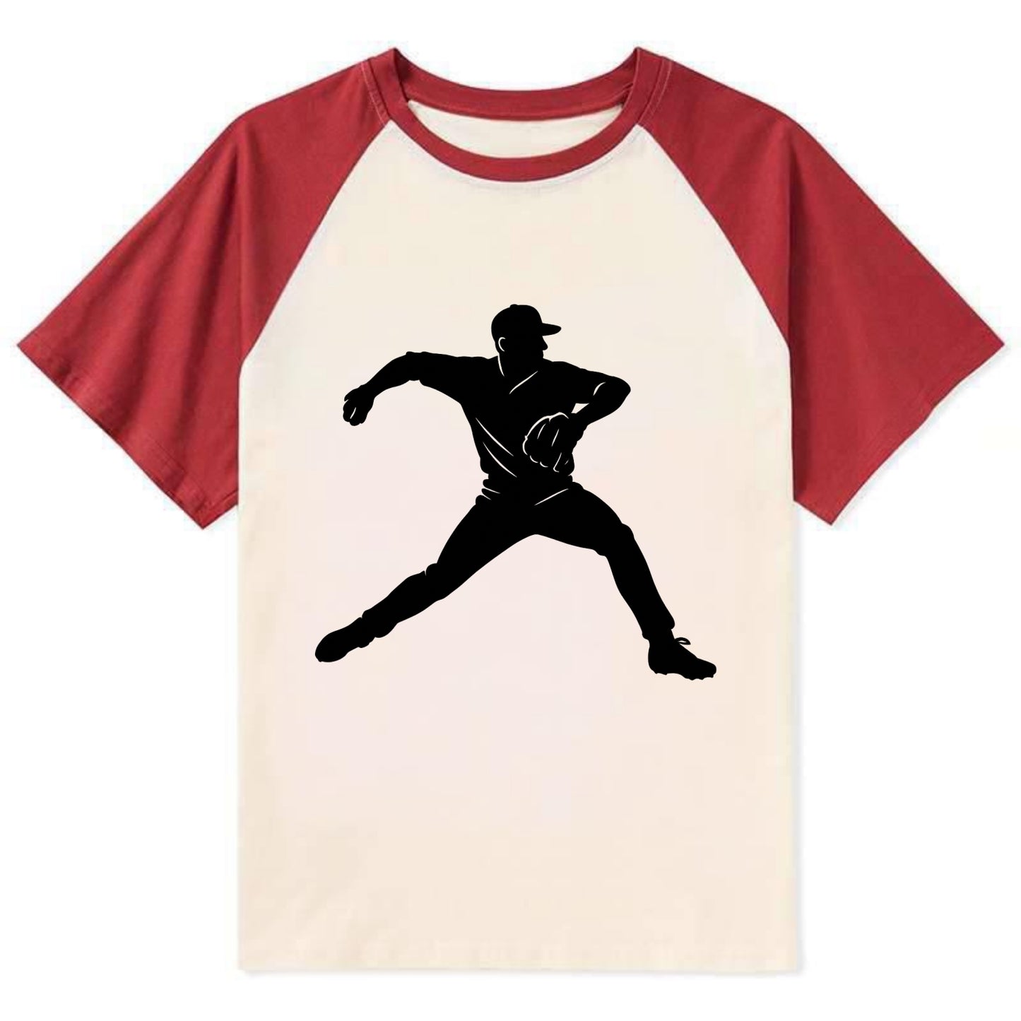Baseball pitcher wind-up motion - Contrast Raglan T-shirt - Red