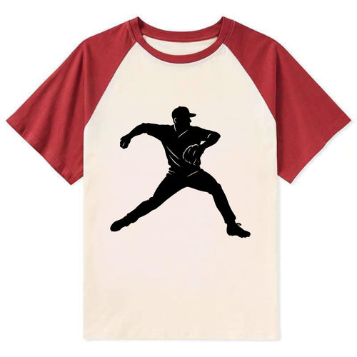 Baseball pitcher wind-up motion - Contrast Raglan T-shirt