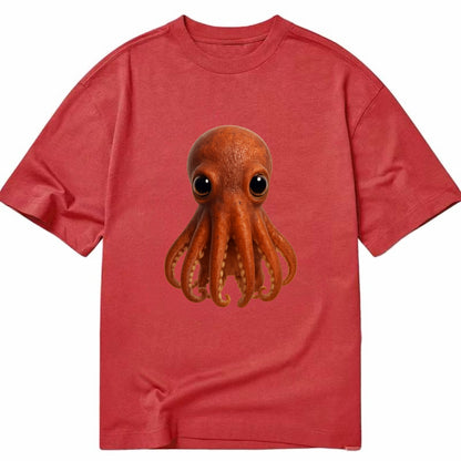 Baby Giant Pacific Octopus - reddish, smaller tentacles, expressive eyes, - Classic T-shirt - Red