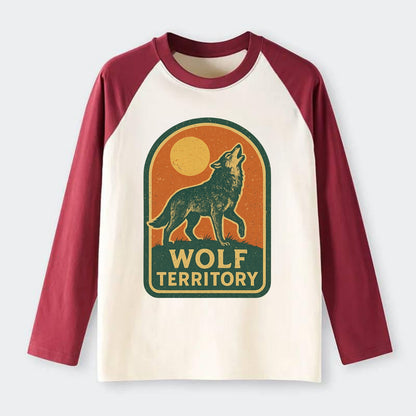 Wolf Territory Marking  - Raglan Long Sleeve T-Shirt - Red