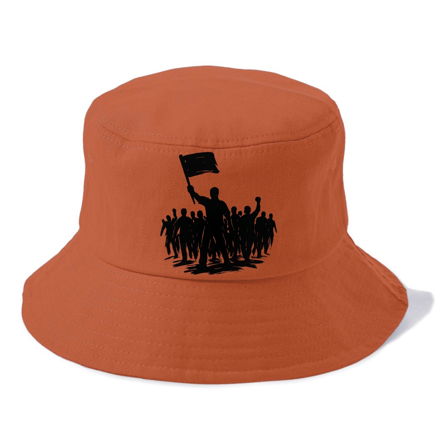 Crowd of protesters marching - solidarity movement ink painting - Bucket Hat - Red