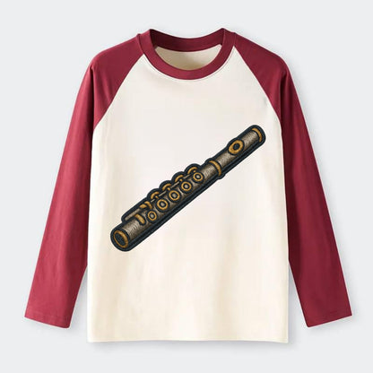 Flute  - Raglan Long Sleeve T-Shirt - Red