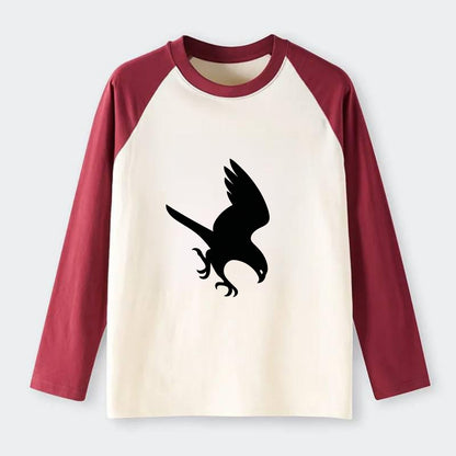 Hawk diving for prey - Raglan Long Sleeve T-Shirt - Red