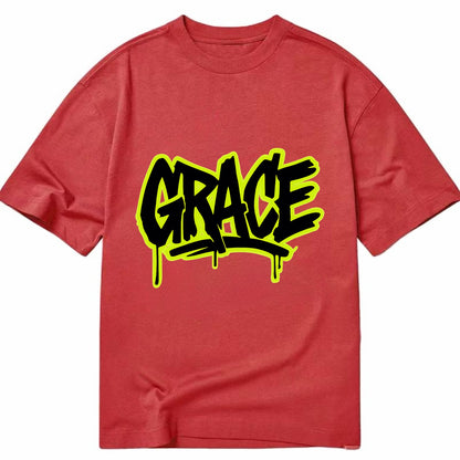 Bold typography design - "GRACE" - elegance under pressure, divine favor - Classic T-shirt - Red