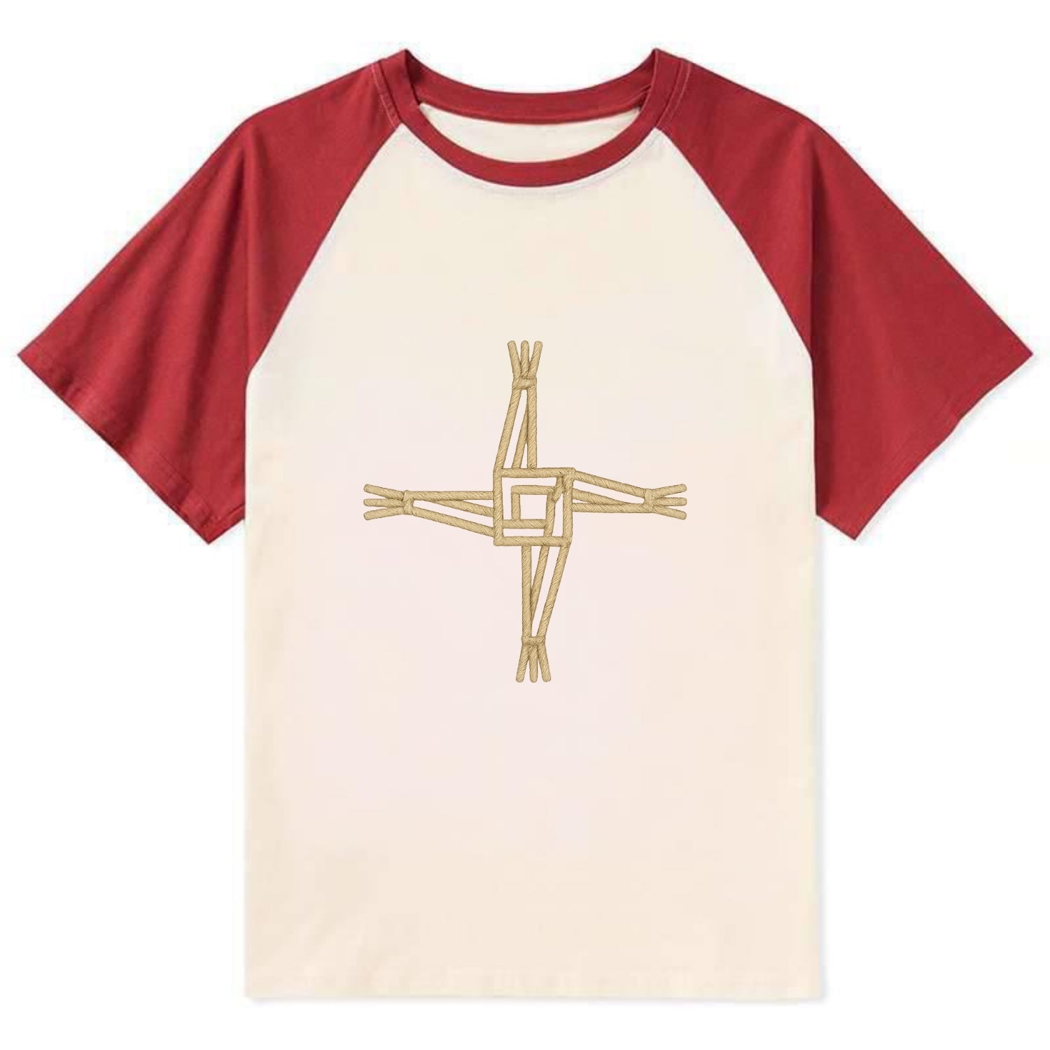 Saint Brigid's Cross  - Contrast Raglan T-shirt - Red