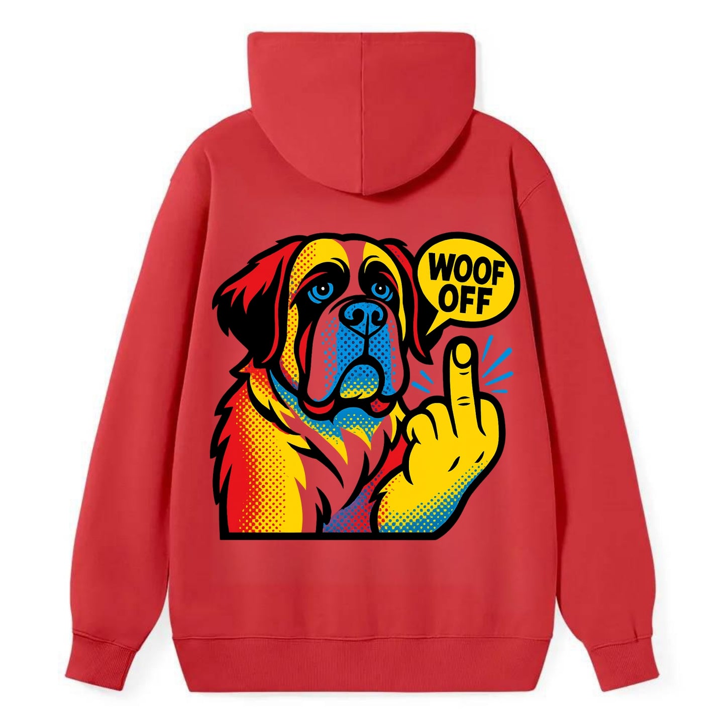 Saint Bernard with gentle giant face and droopy jowls, huge paw raised - Classic Pullover Hoodie - Red