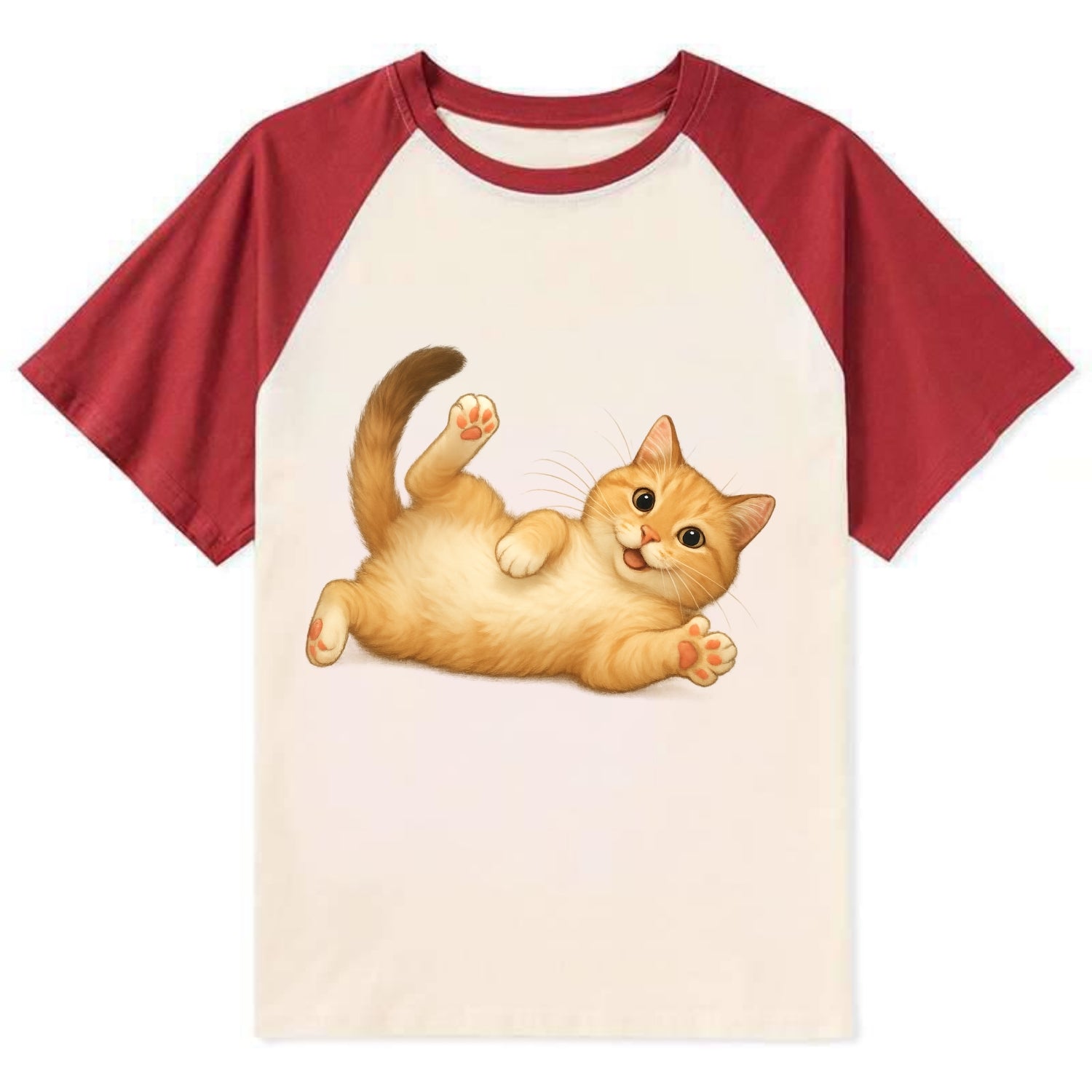 Therapy Cat  - Contrast Raglan T-shirt - Red