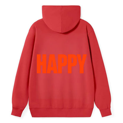 Bold typography design - "HAPPY" - joyful, content, pleased - Classic Pullover Hoodie - Red