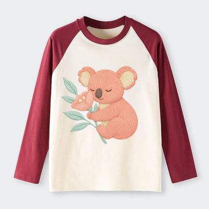 Coral Koala - Raglan Long Sleeve T-Shirt - Red