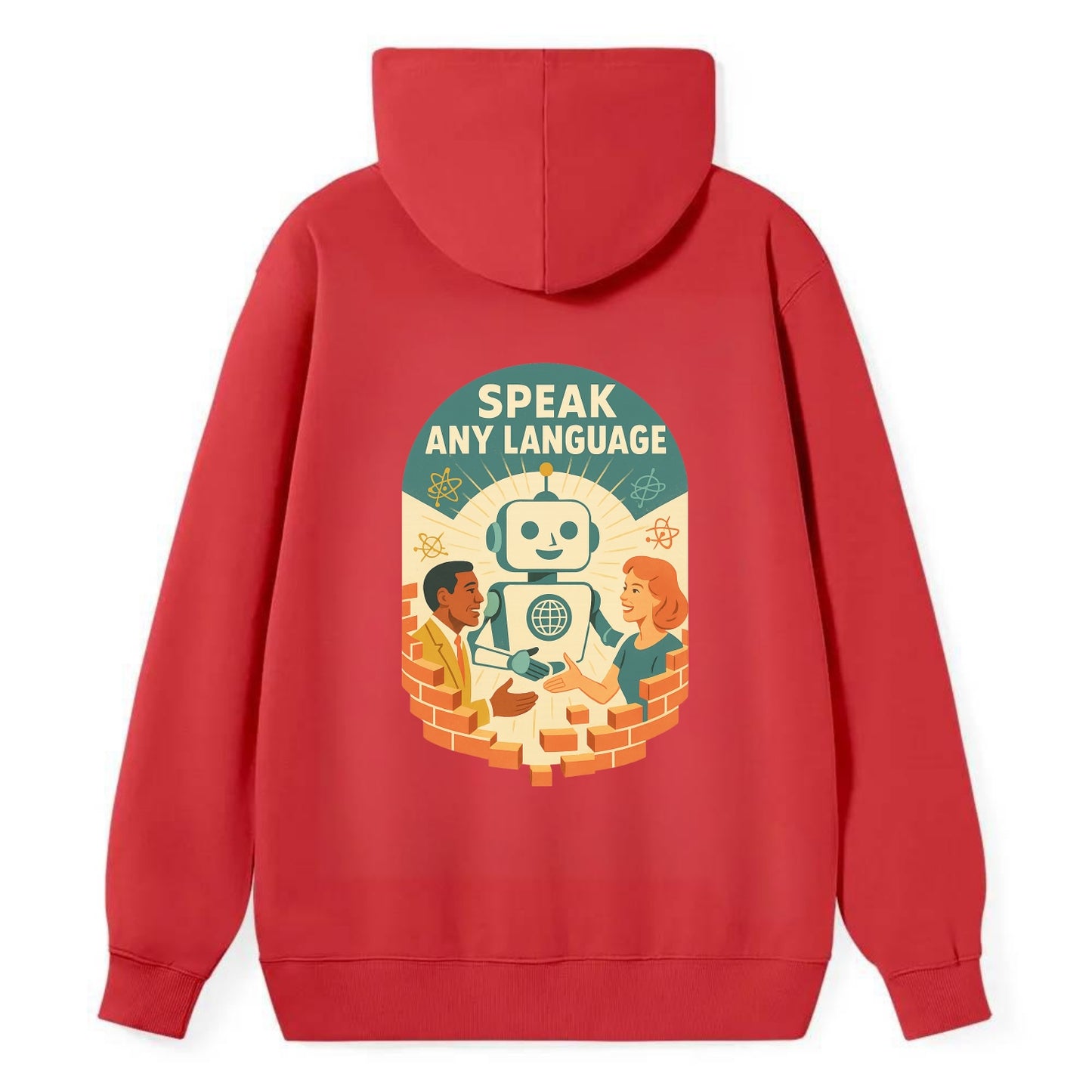 Language learning AI breaking down barriers - "Speak Any Language" - - Classic Pullover Hoodie - Red