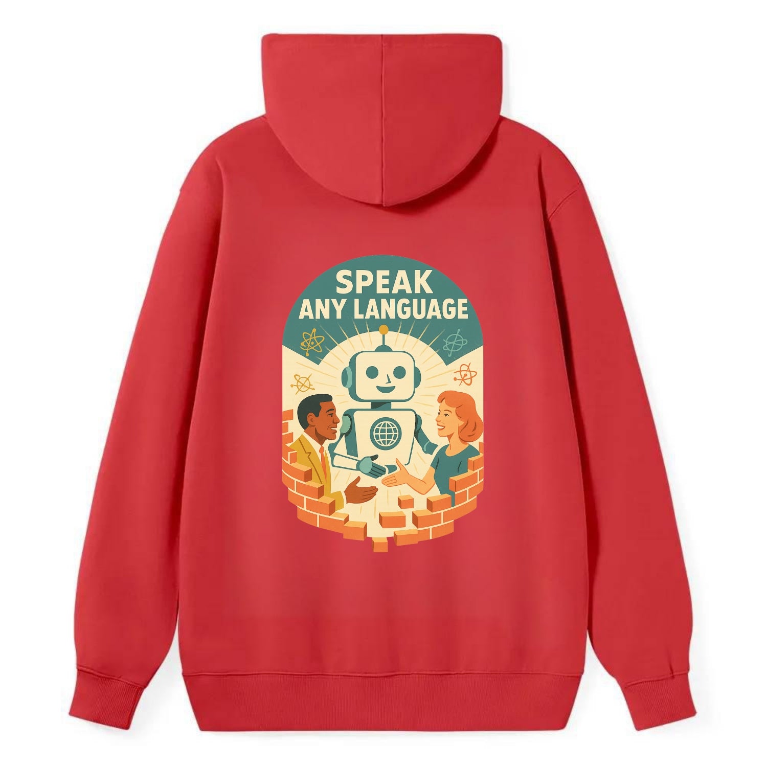 Language learning AI breaking down barriers - "Speak Any Language" - - Classic Pullover Hoodie - Red