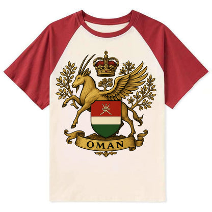 Oman Heritage Badge  - Contrast Raglan T-shirt - Red