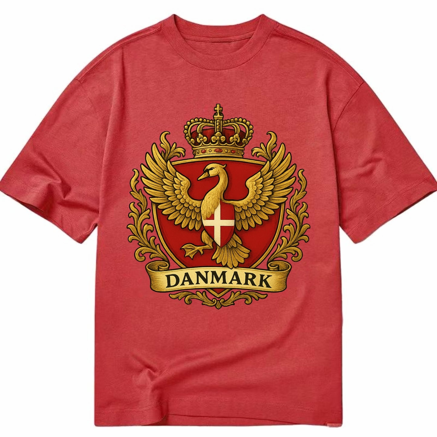 Denmark Heritage Badge  - Classic T-shirt - Red
