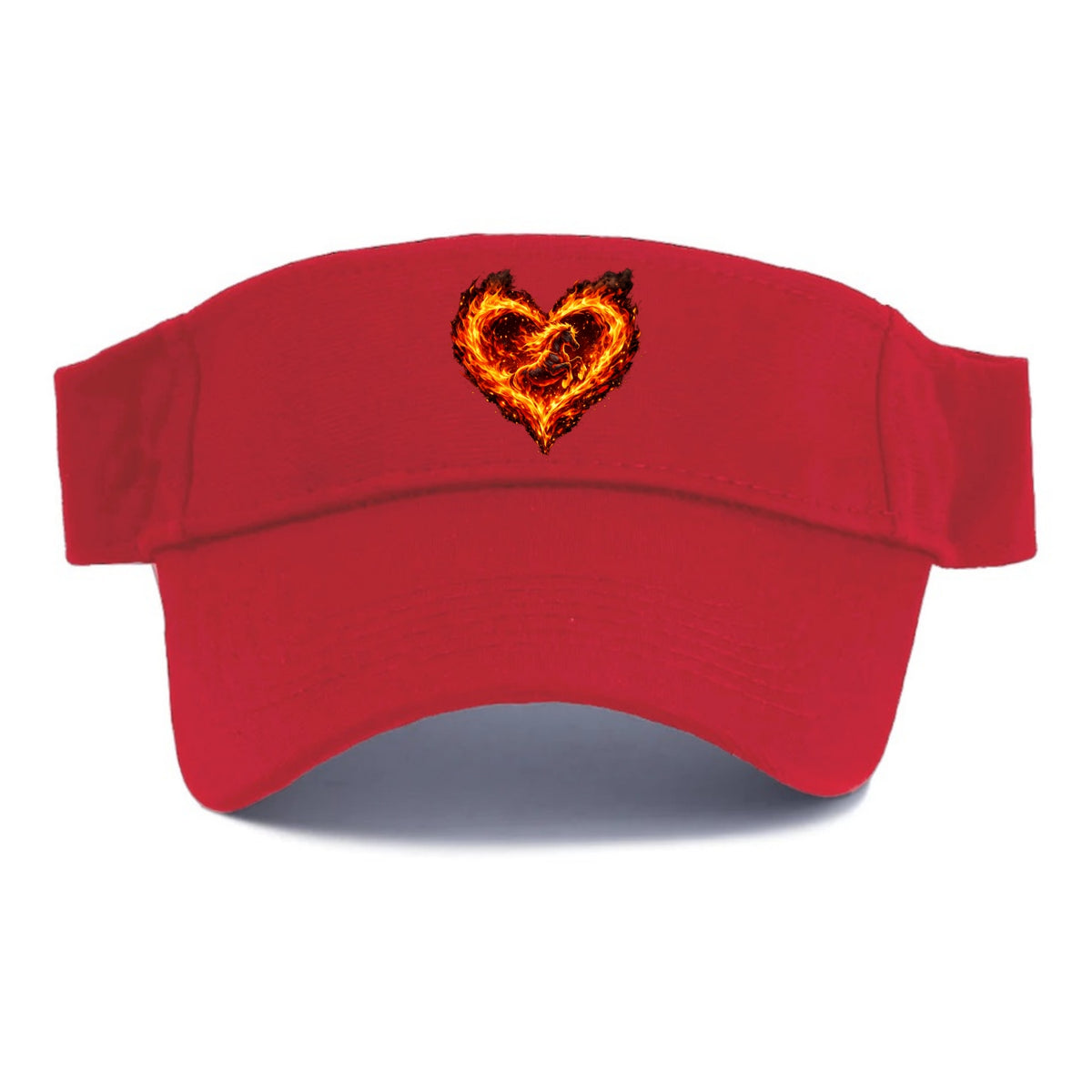 HEART OF FIRE | Flaming heart with horse silhouette inside | Passion embodied | Love and - Visor - Red