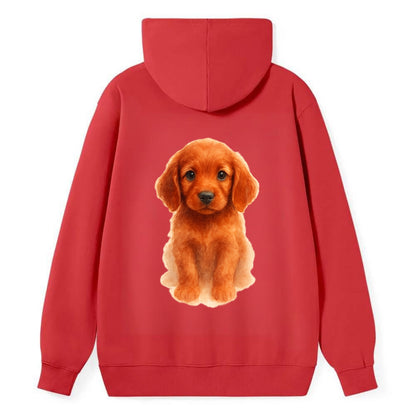 Baby Irish Setter Puppy - mahogany red coat, feathered ears, friendly - Classic Pullover Hoodie - Red