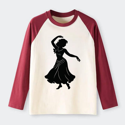 Belly dancer graceful gesture - Raglan Long Sleeve T-Shirt - Red