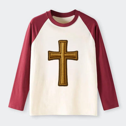Latin Cross - Raglan Long Sleeve T-Shirt - Red