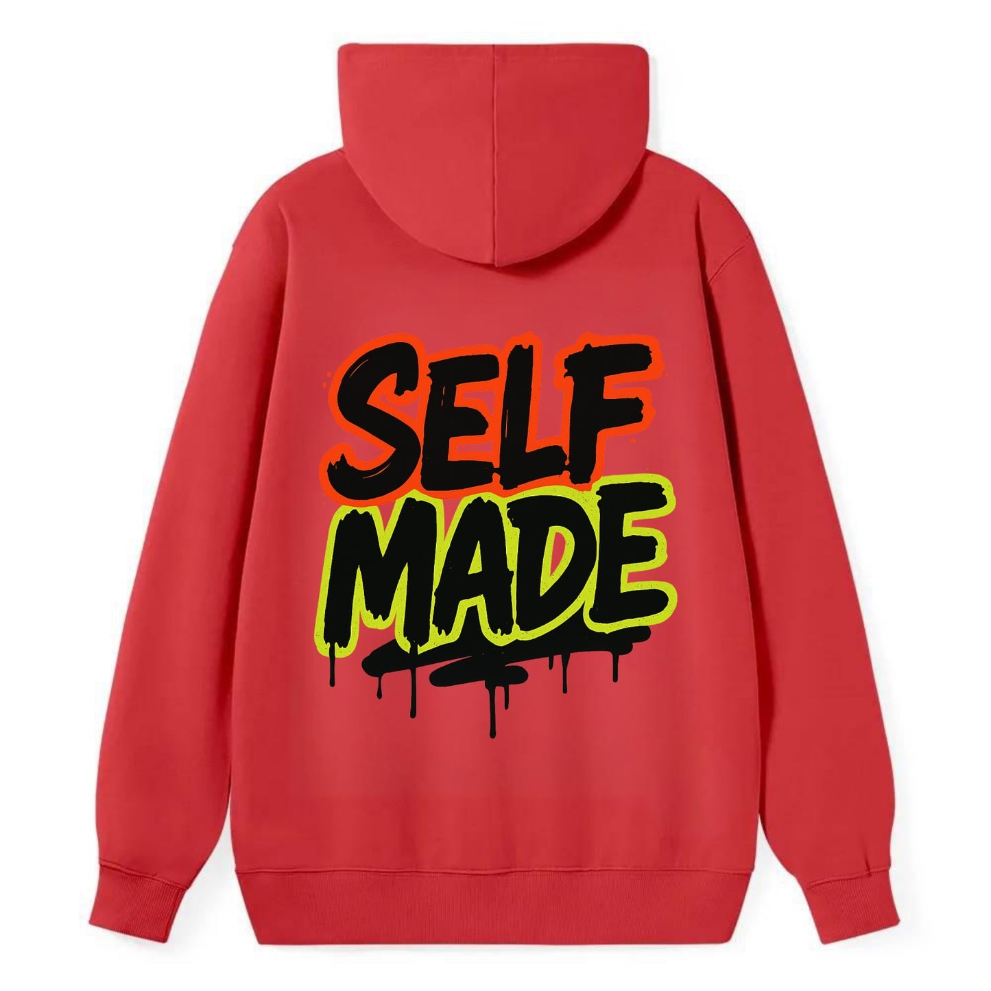 Bold typography design - "SELF MADE" - built from nothing, earned success - Classic Pullover Hoodie - Red
