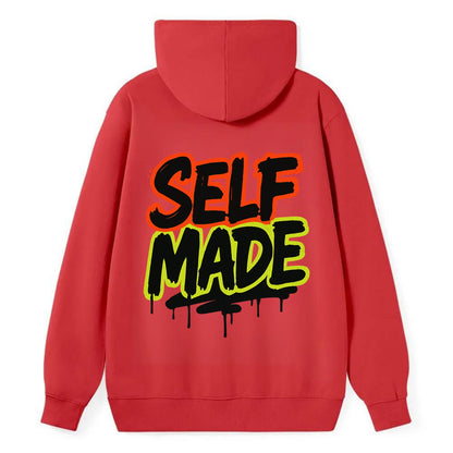 Bold typography design - "SELF MADE" - built from nothing, earned success - Classic Pullover Hoodie - Red
