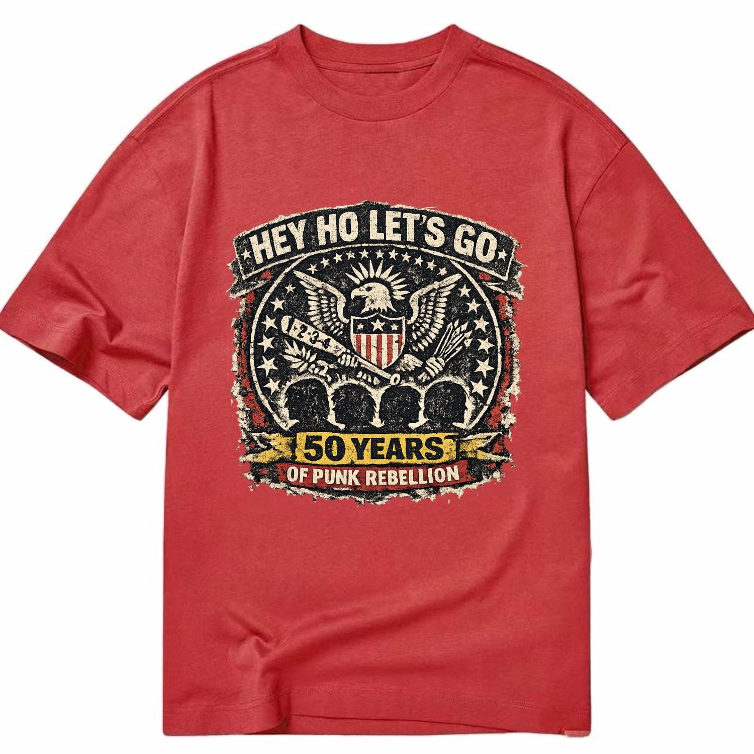 RAMONES LEGACY | Hey Ho Let's Go typography | Presidential seal parody | Four - Classic T-shirt - Red