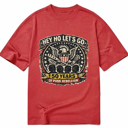 RAMONES LEGACY | Hey Ho Let's Go typography | Presidential seal parody | Four - Classic T-shirt - Red