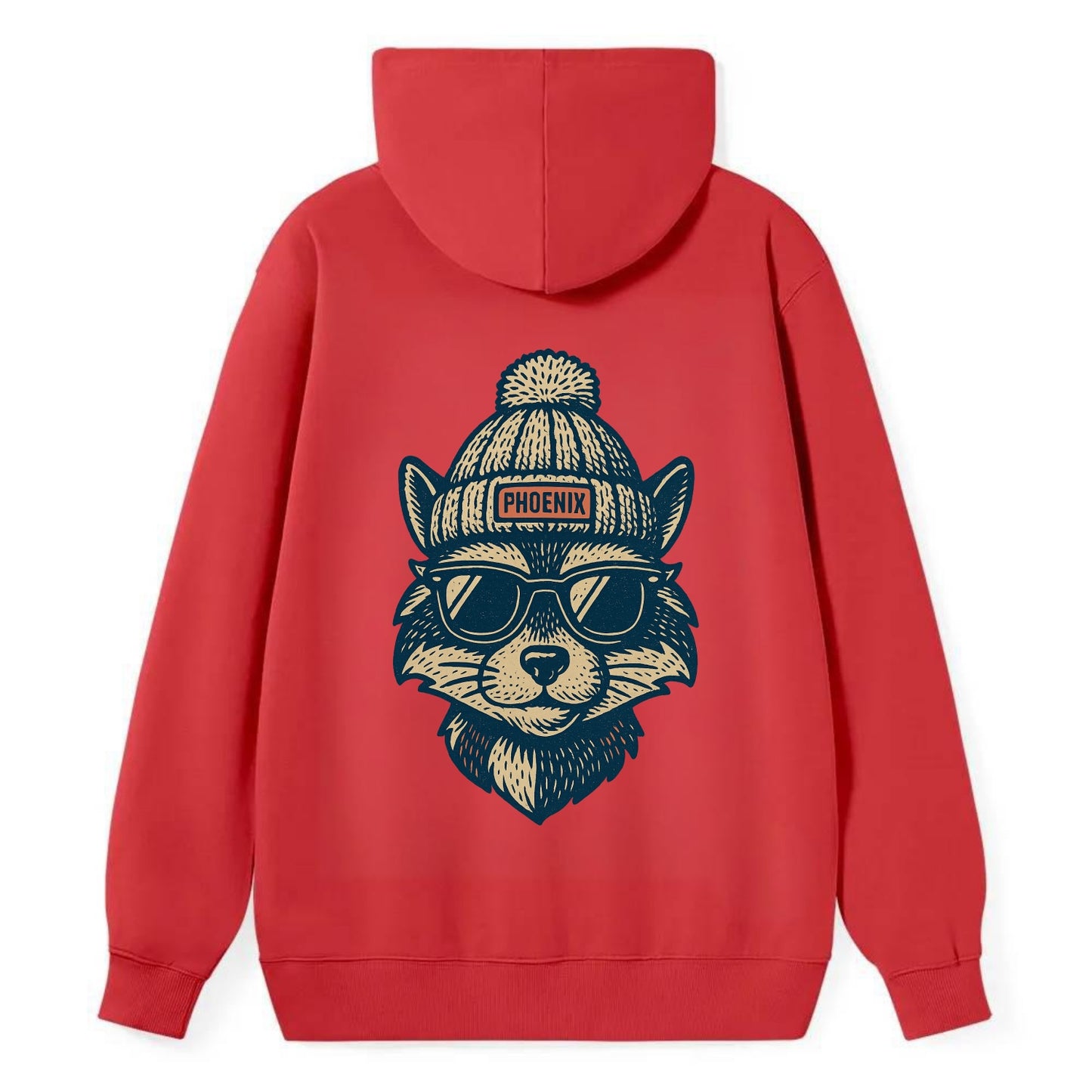 Arizona Ringtail wearing Phoenix beanie with pom pom and wayfarer - Classic Pullover Hoodie - Red