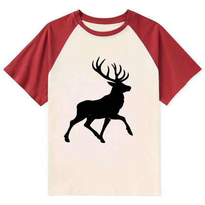 Deer with majestic antlers - Contrast Raglan T-shirt - Red