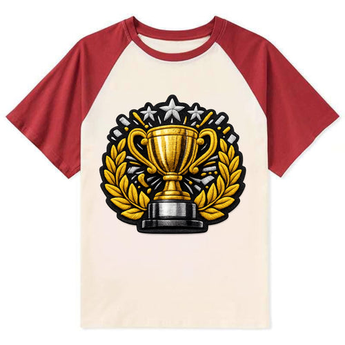 CHAMPIONSHIP TROPHY - golden trophy cup with - Contrast Raglan T-shirt