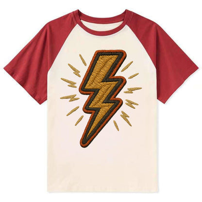 Lightning Bolt  - Contrast Raglan T-shirt - Red