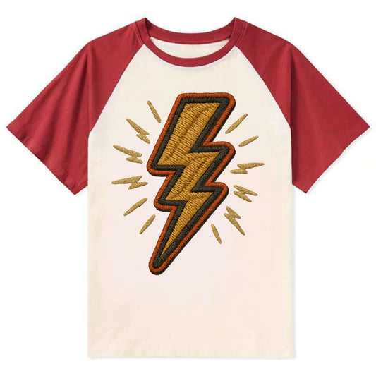 Lightning Bolt  - Contrast Raglan T-shirt - Red